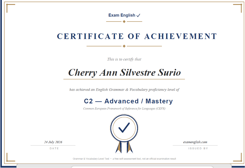 English Grammar & Vocabulary  level of C2_Advanced / Mastery