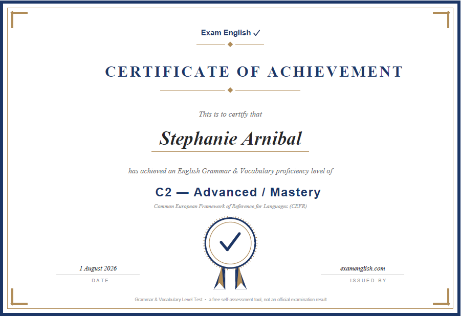 English Grammar & Vocabulary Level Test