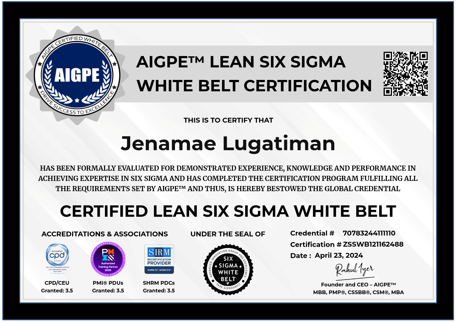 Certified Lean Six Sigma White Belt