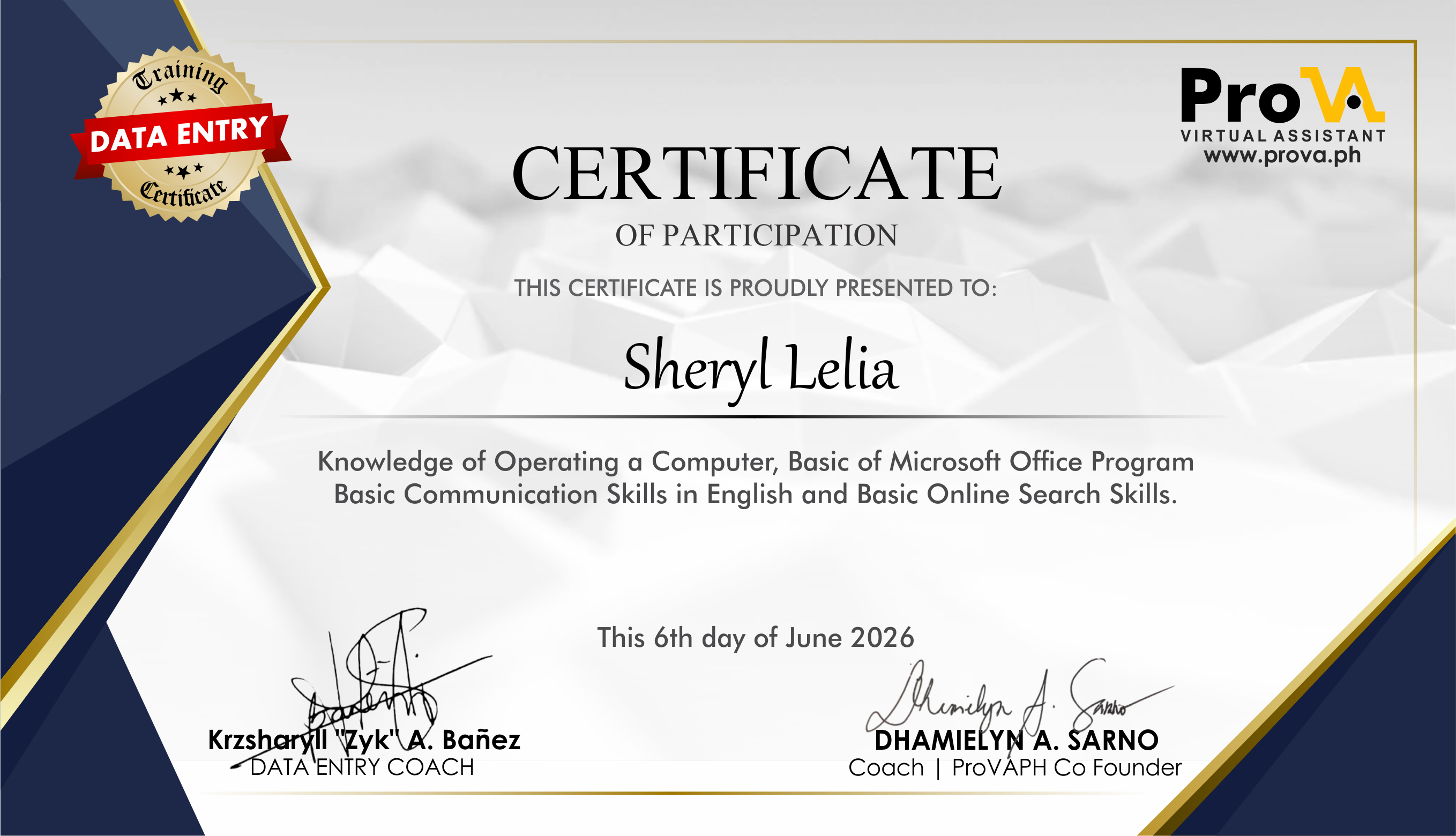 Data Entry Training