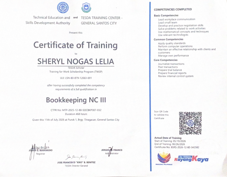 Bookkeeping NC III