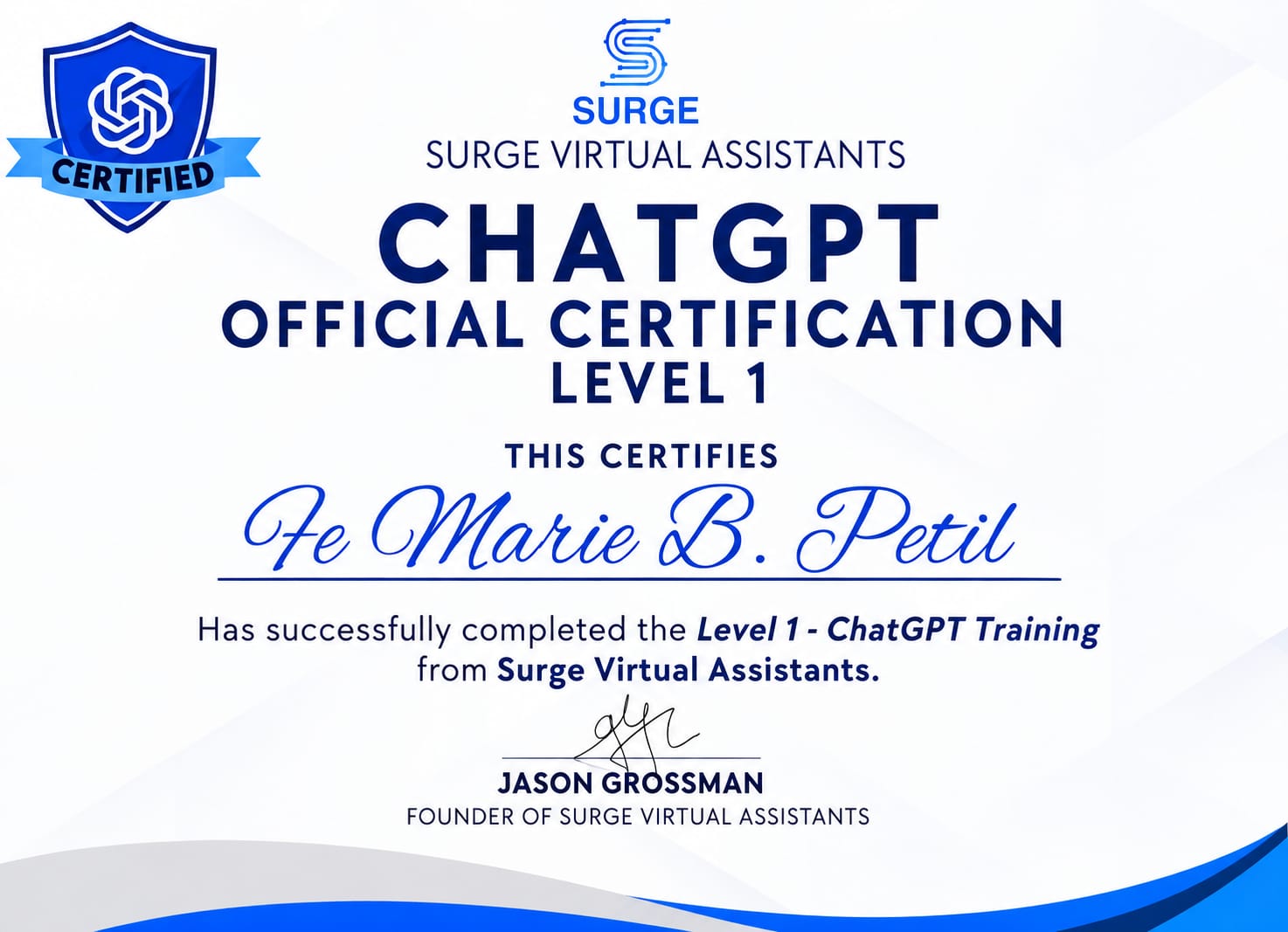 CHATGPT Certified Level 1