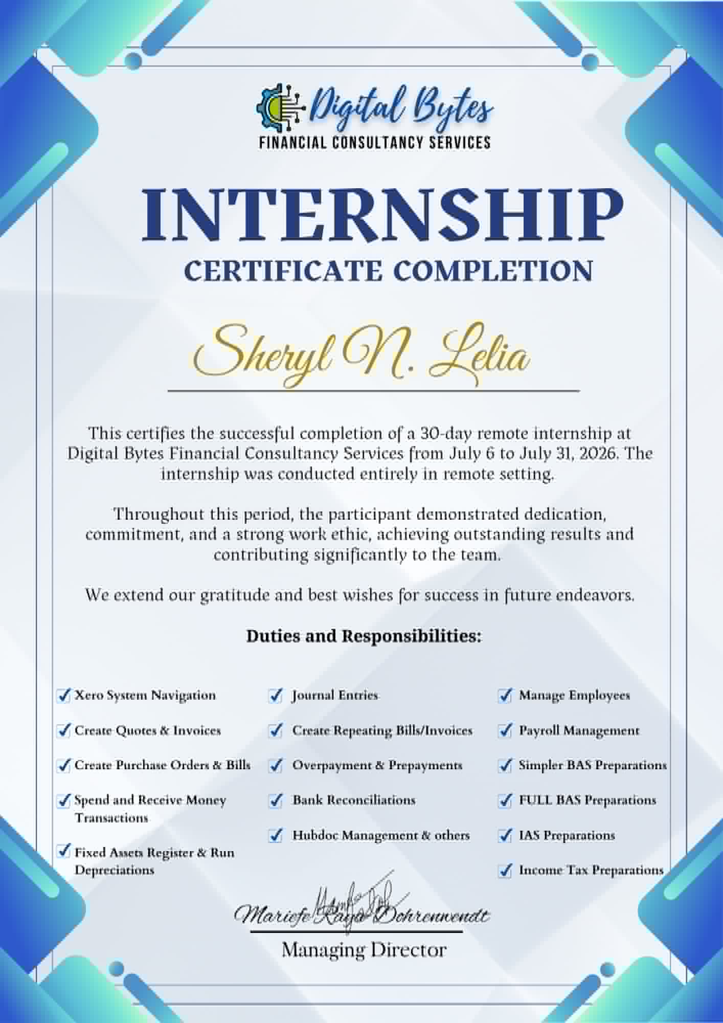 Remote Accounting & Bookkeeping Internship