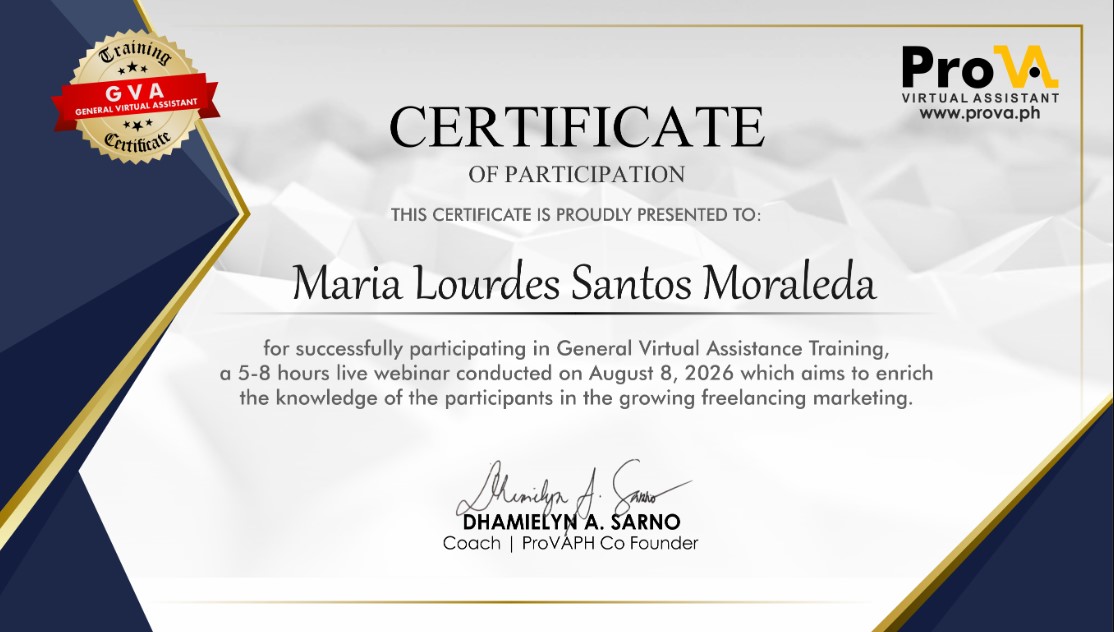 GVA Training Certificate