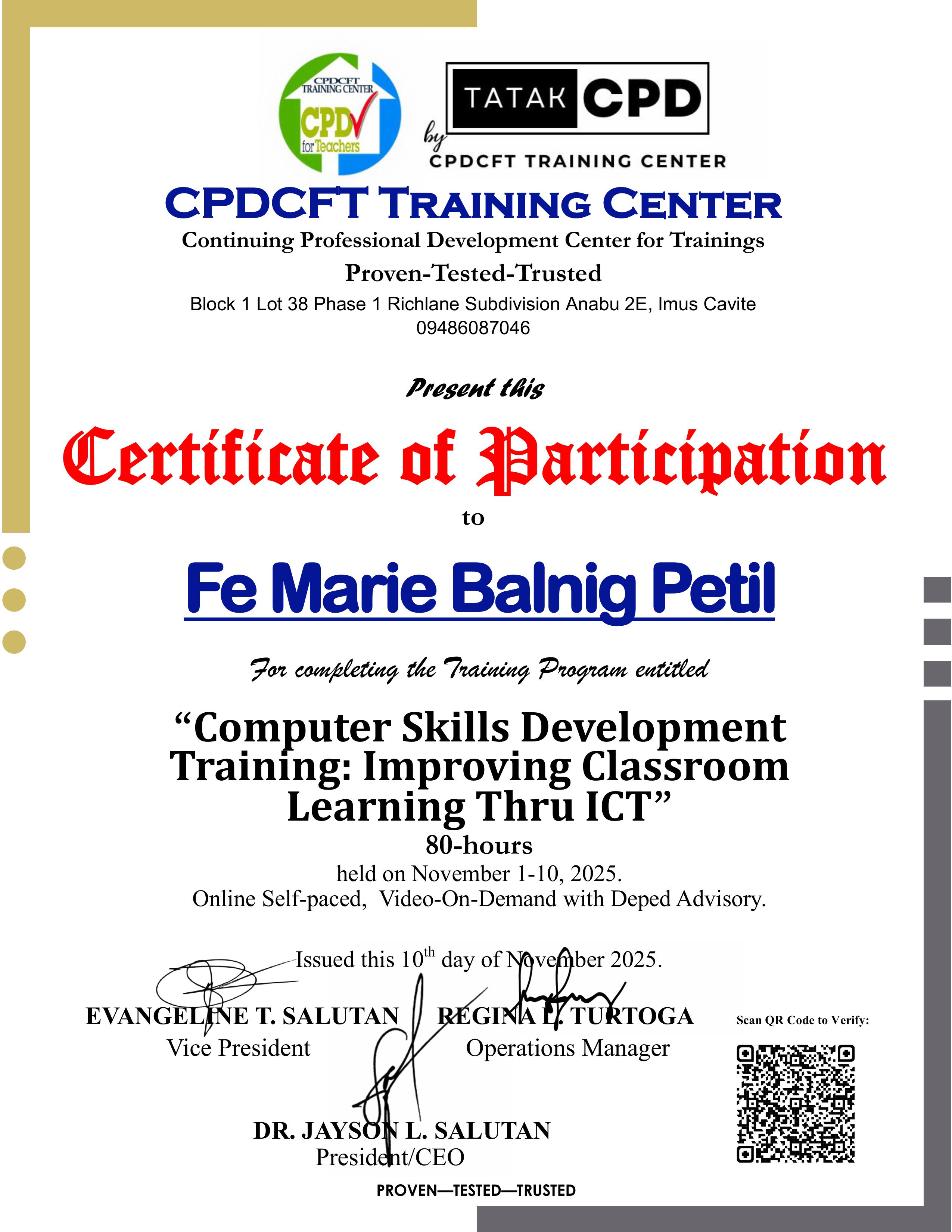 80-Hour ICT & Computer Skills Development Training
