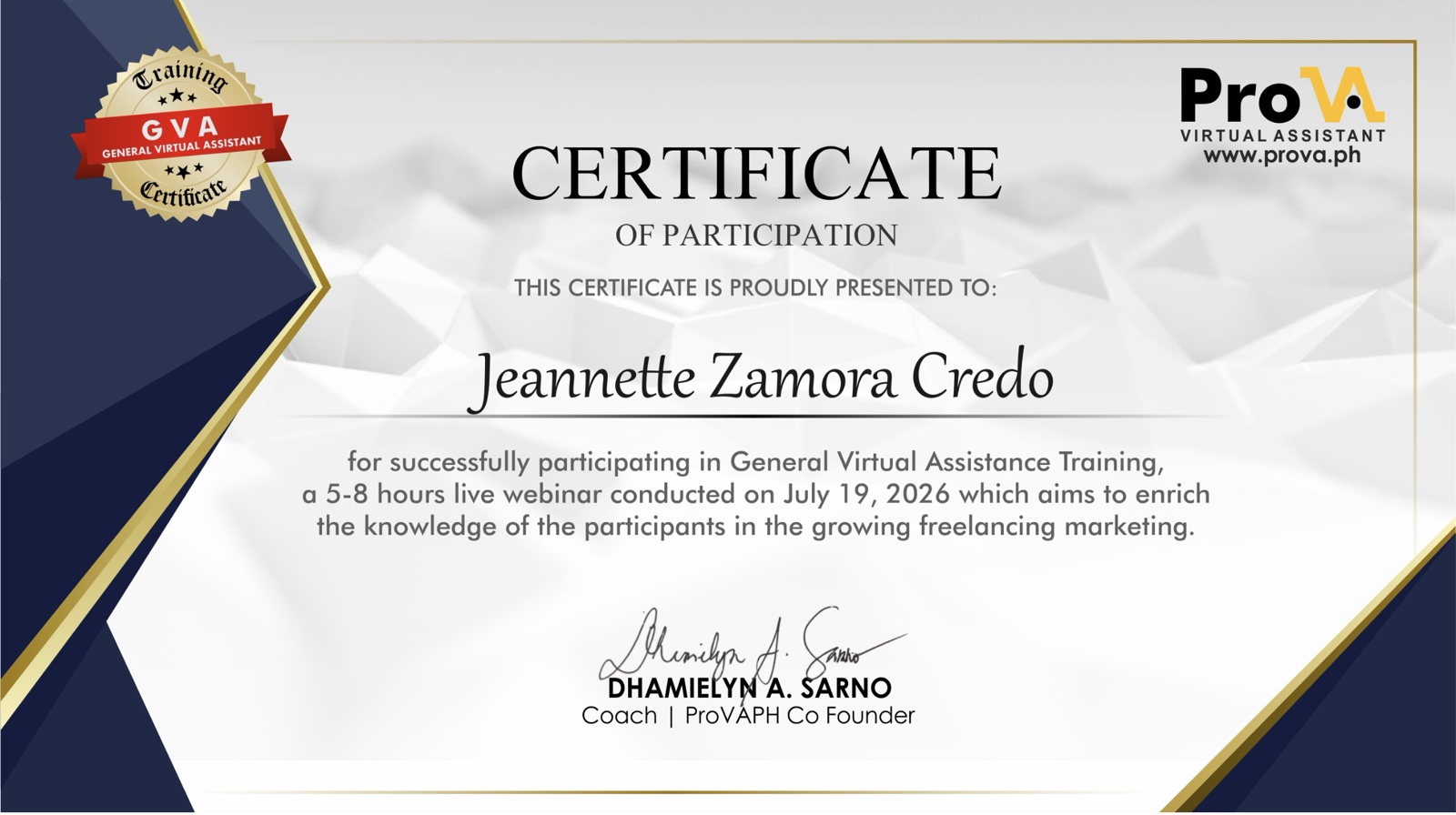 General Virtual Assistance Training