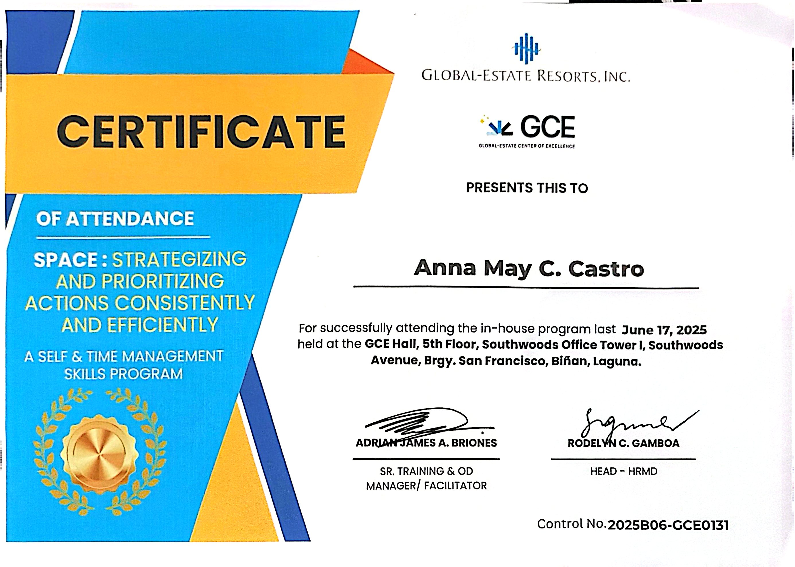 A SELF & TIME MANAGEMENT SKILLS PROGRAM