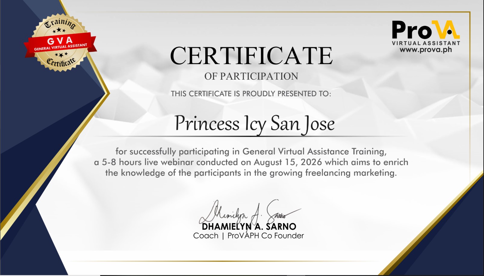 General Virtual Assistance Training