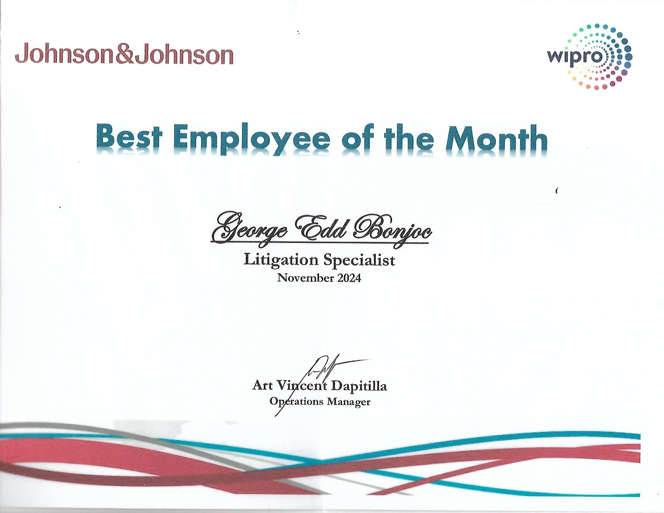 Best Employee of the Month Nov 2024