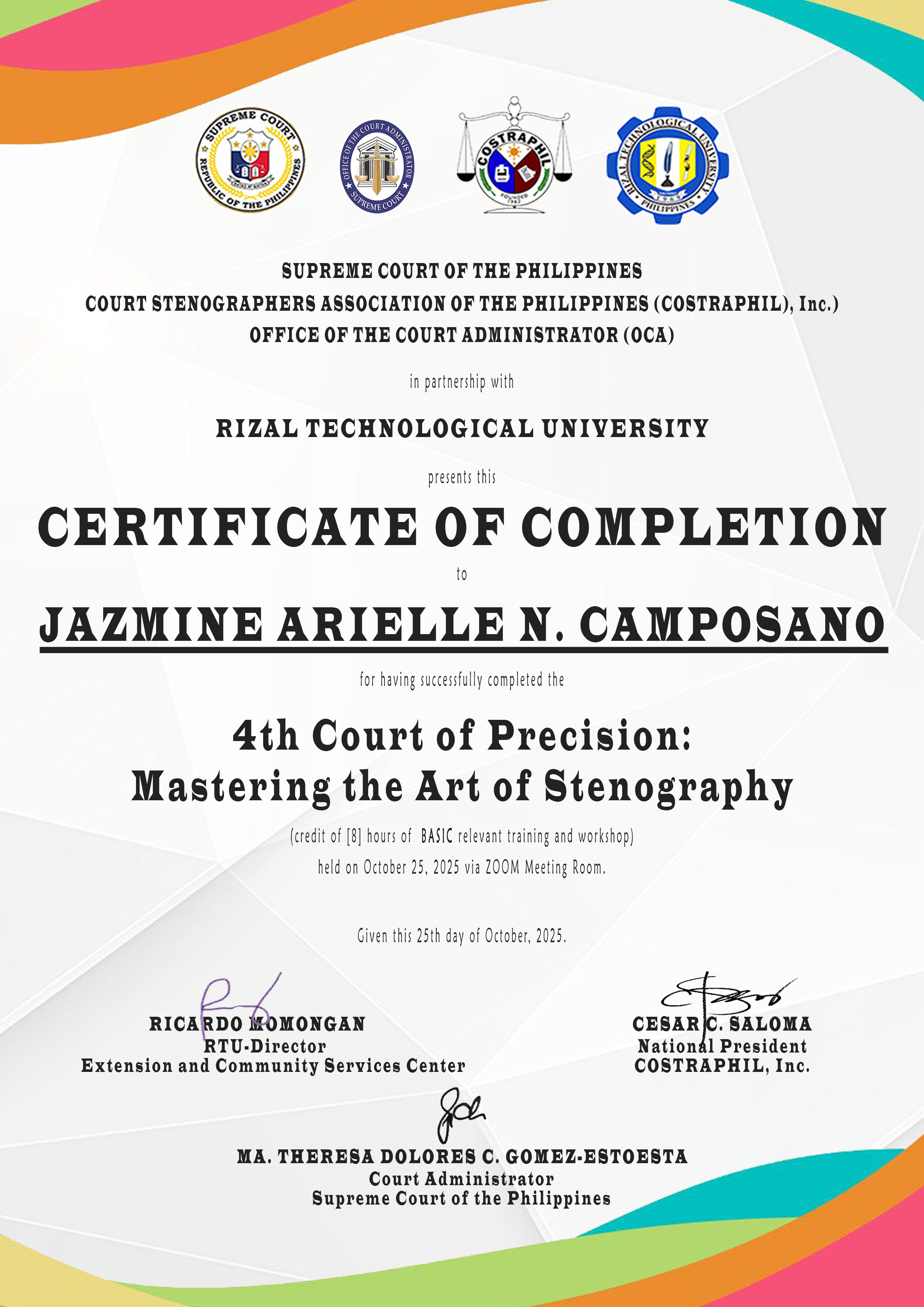 8-Hour Stenography Relevant Training
