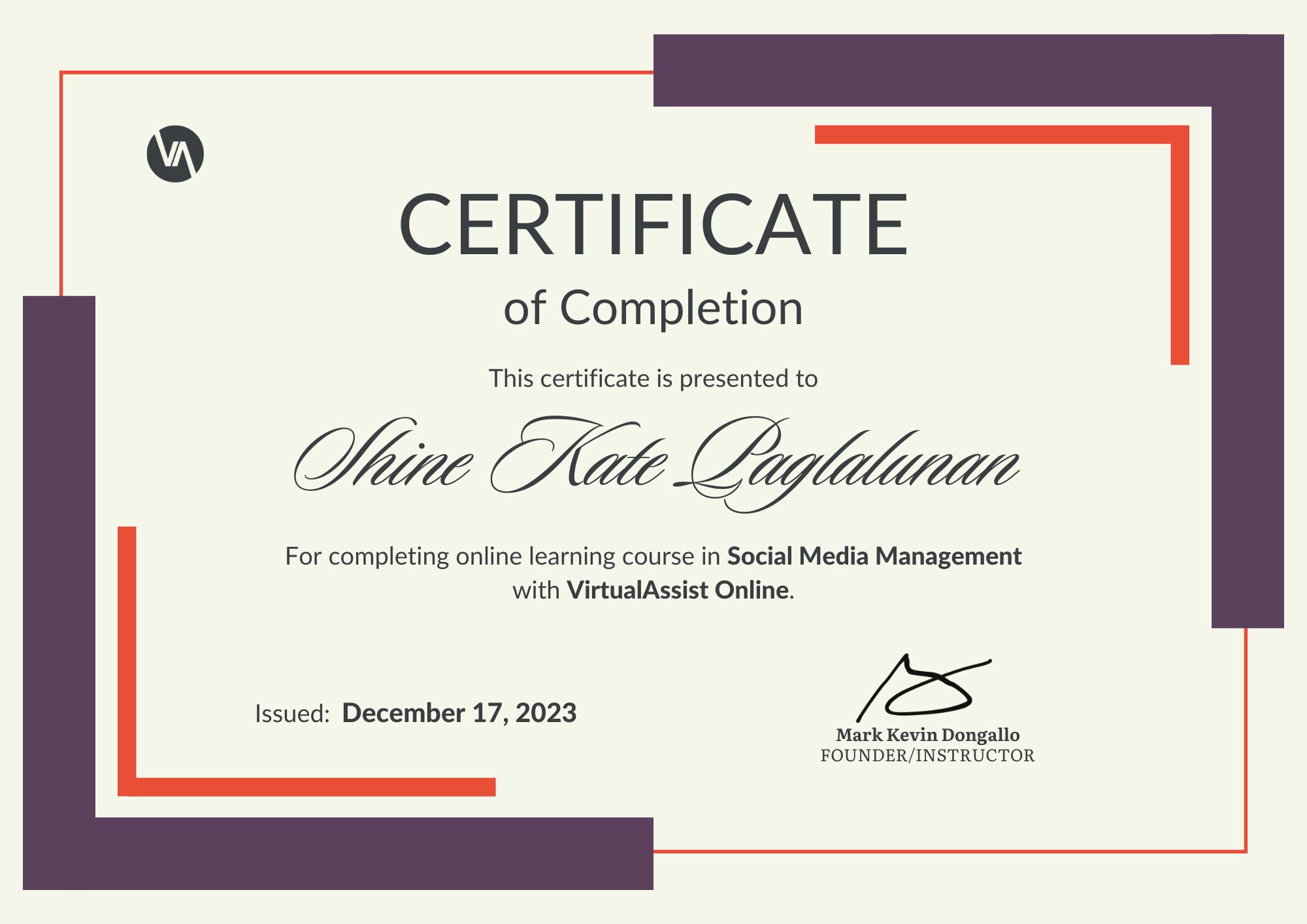 Social Media Management Certificate