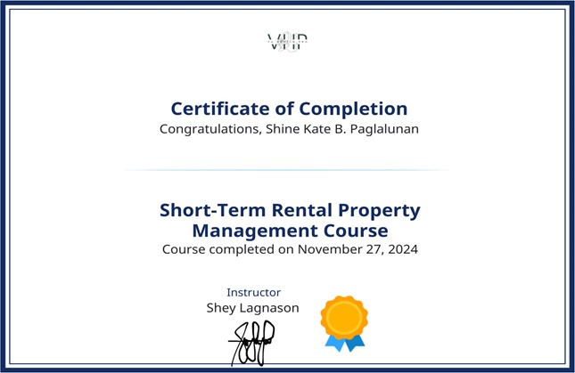 Short-Term Rental Property Management Certificate