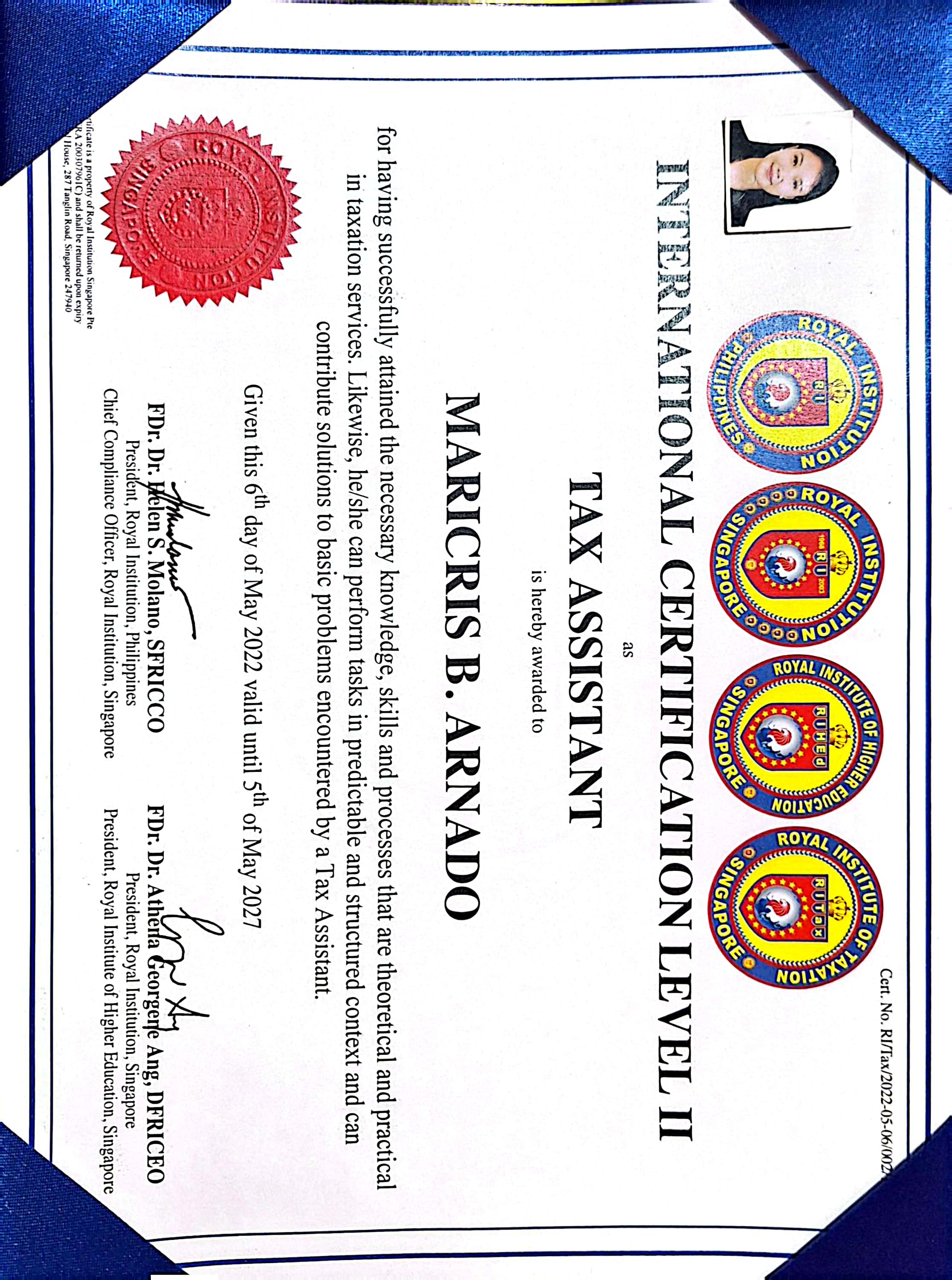 TAX ASSISTANT CERTIFICATION