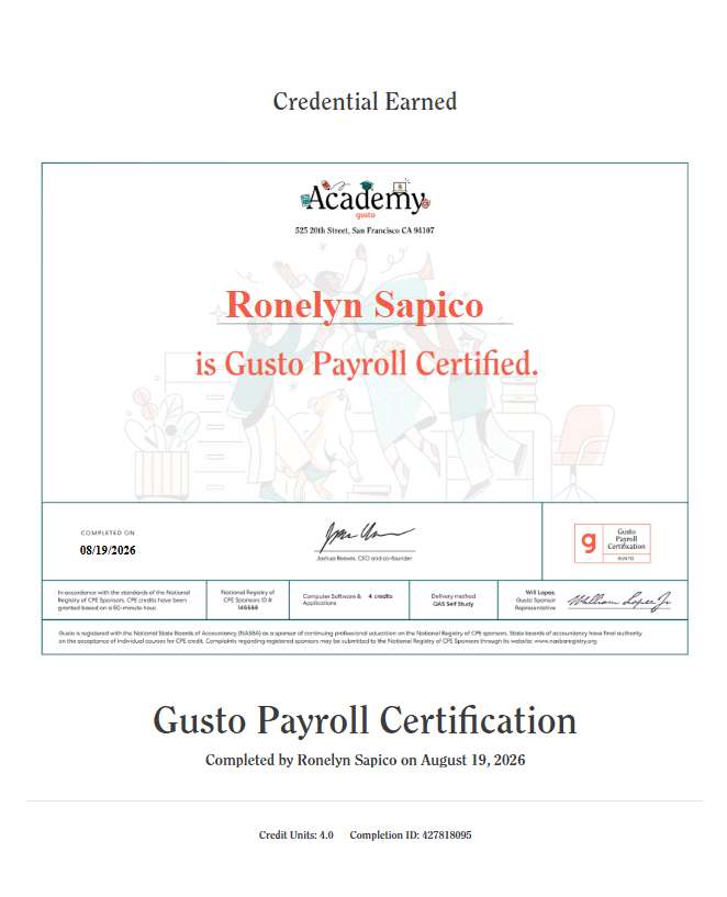 GUSTO PAYROLL CERTIFIED