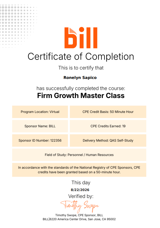 BILL.COM- FIRM GROWTH MASTER CLASS