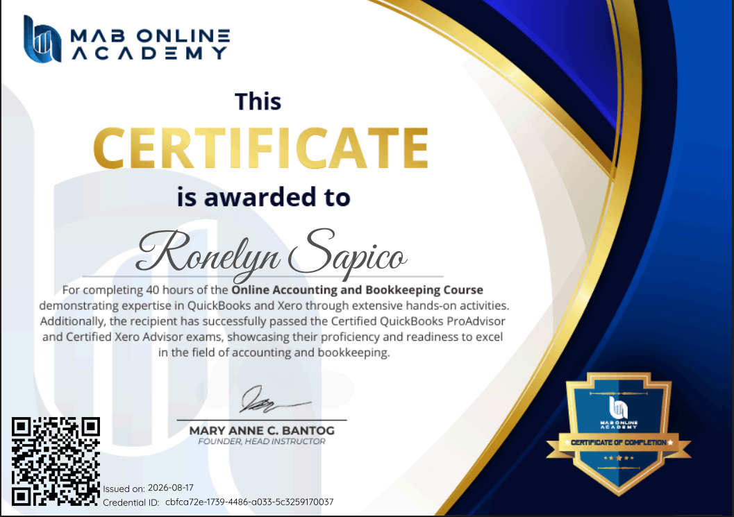 MAB ONLINE  ACADEMY CERTIFICATE