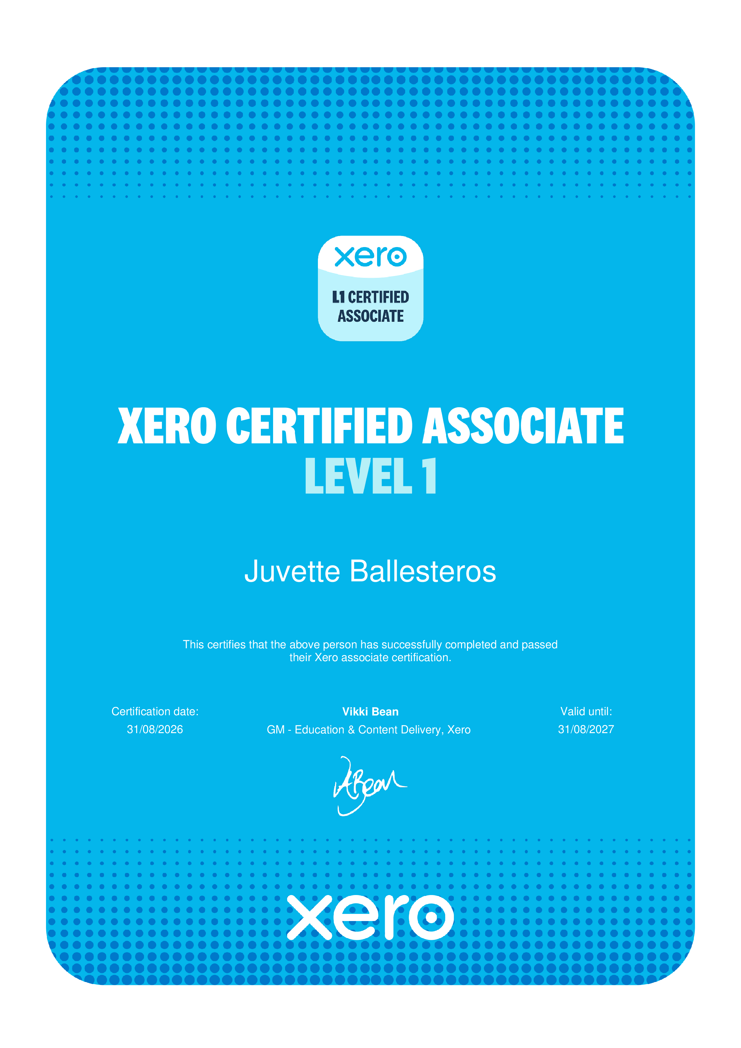 Level 1 Xero Certified Associate