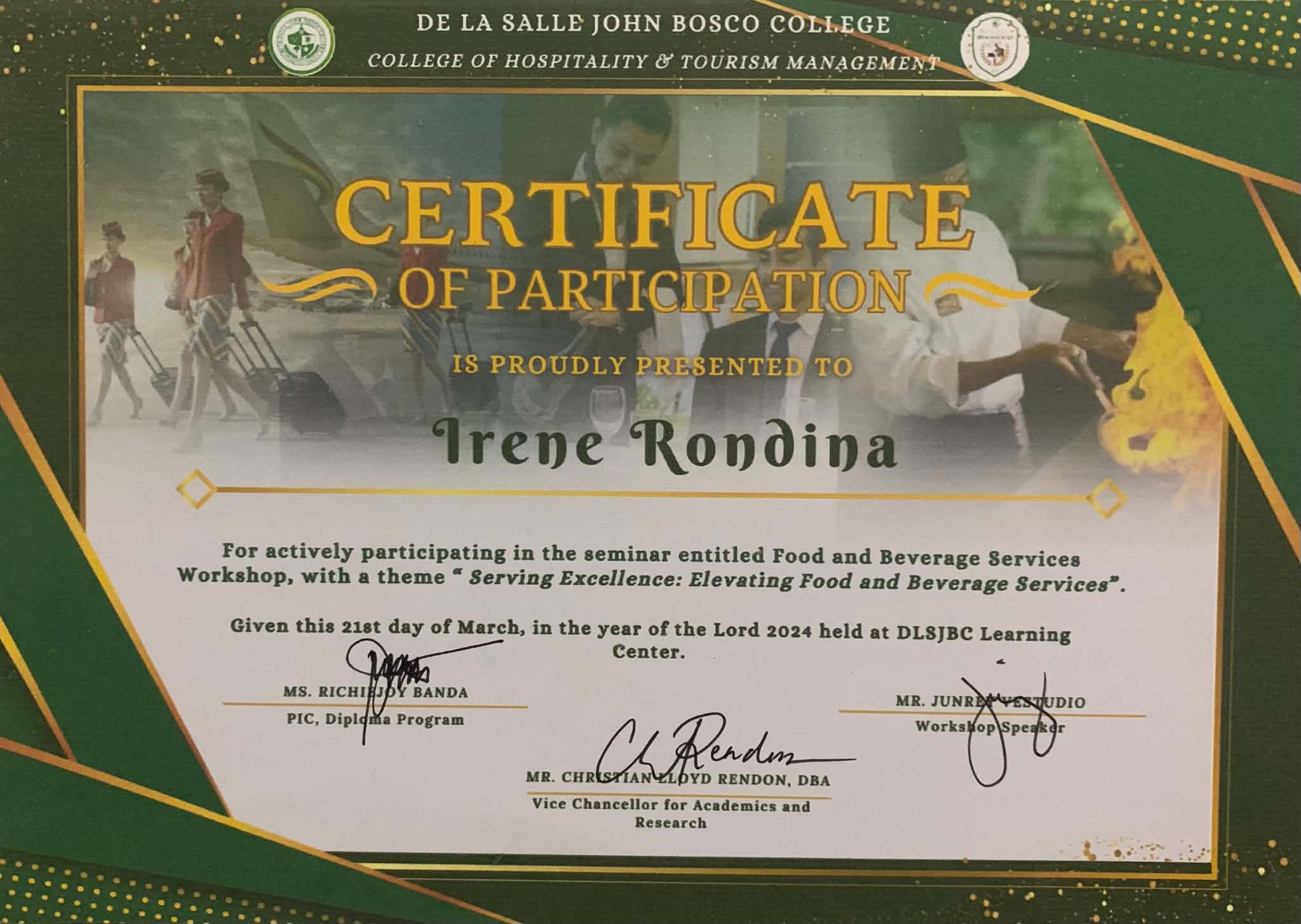 Serving Excellence Certificate