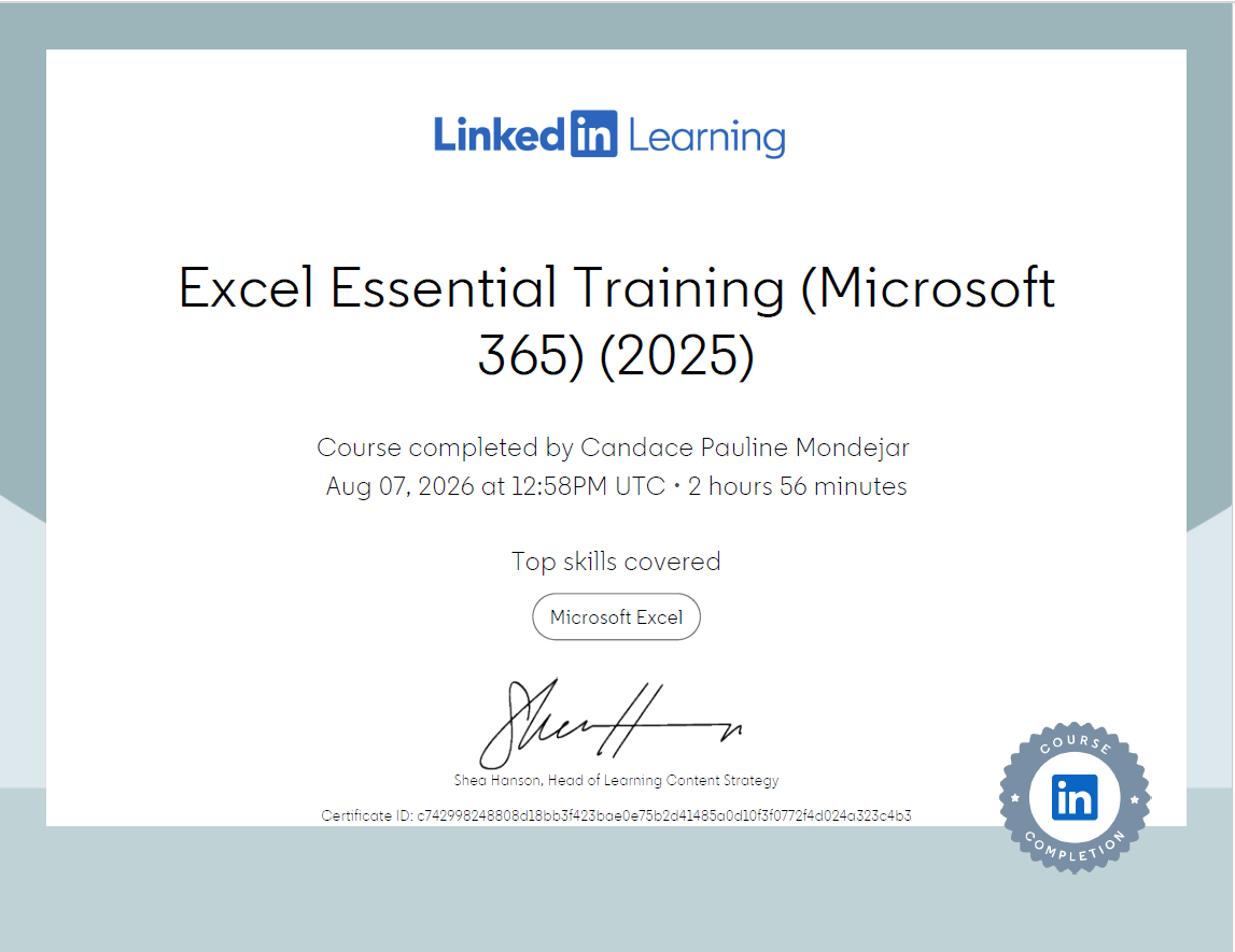 Microsoft Excel (Microsoft 365) Certificate
