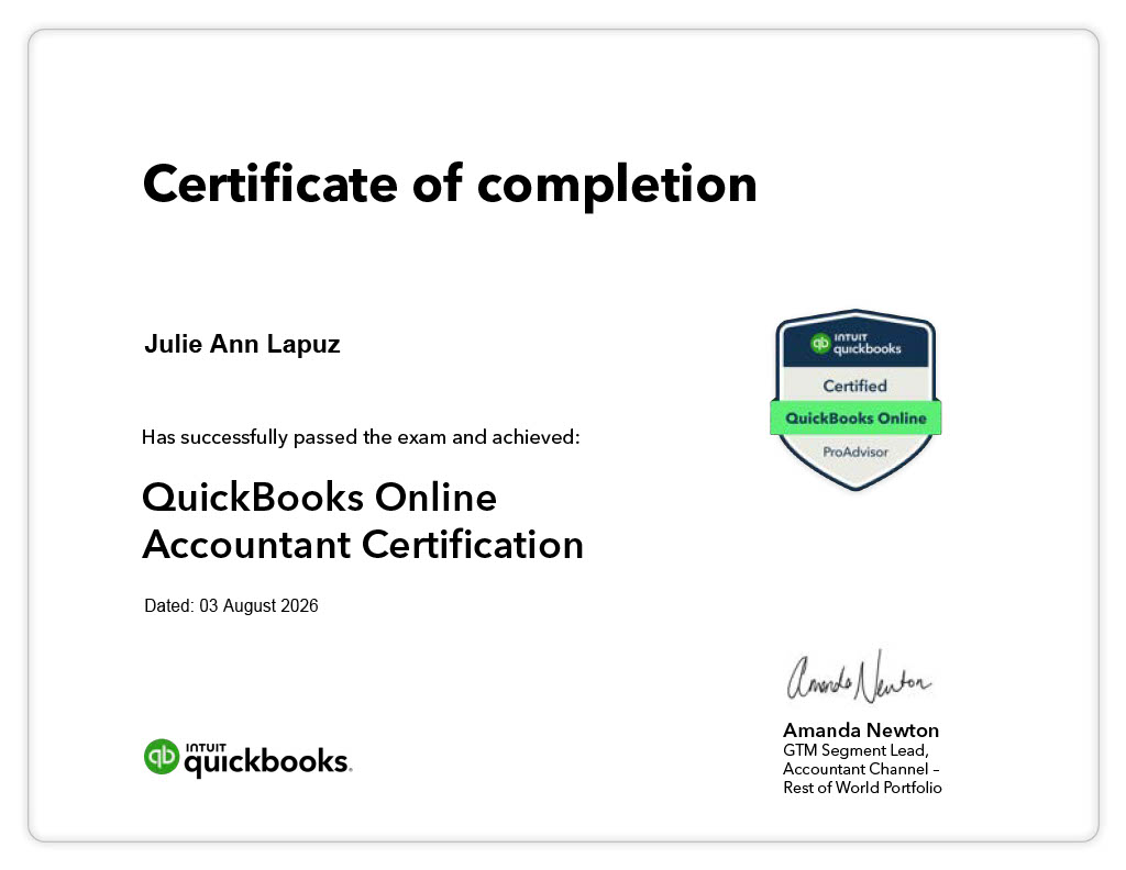 QB Online Certificate