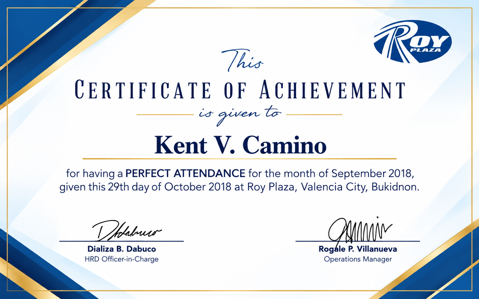 Certificate of Achievement