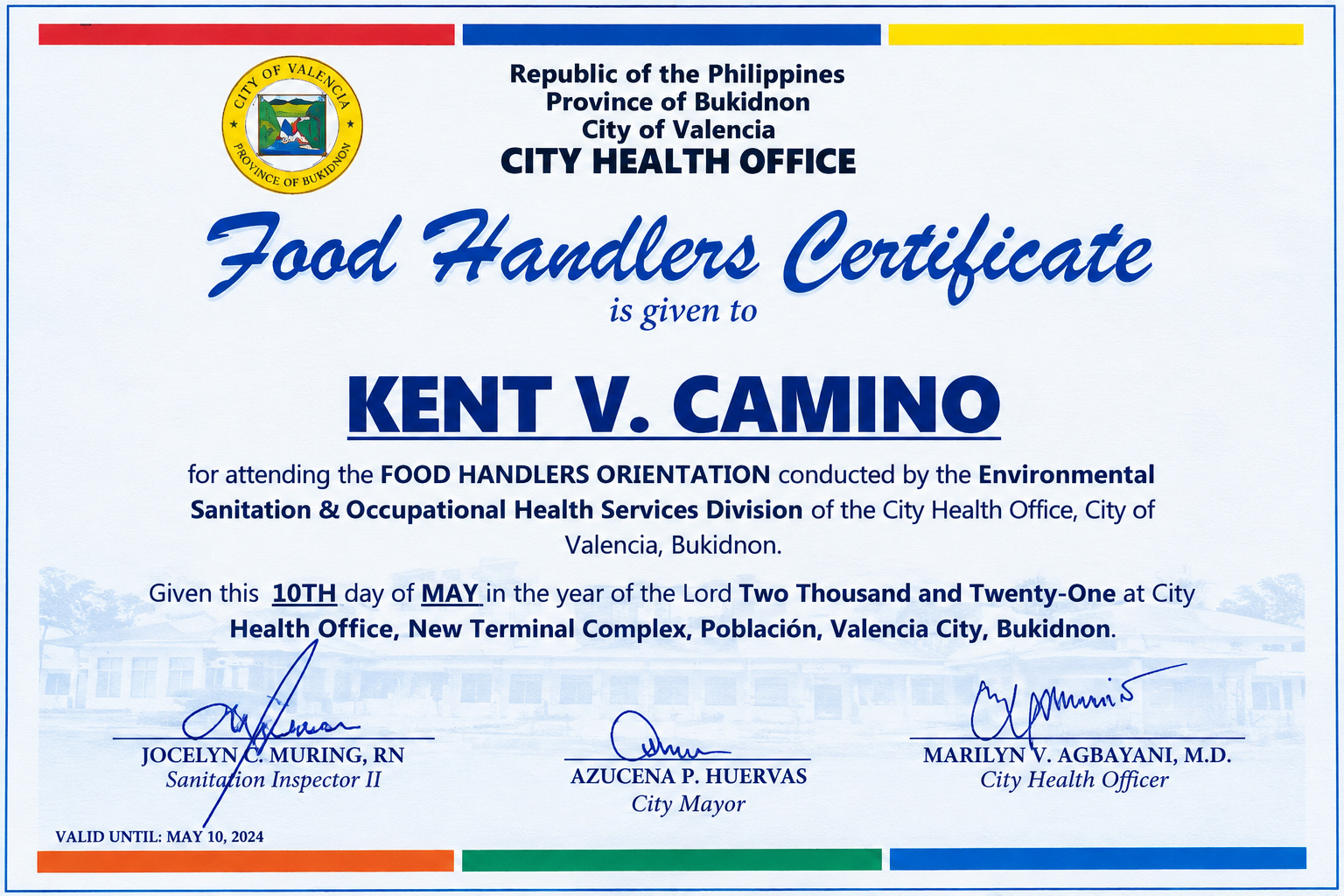 Food Handlers Certificate